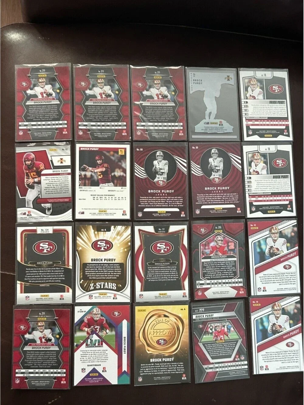 Niners NFL QB Brock Purdy NM Panini Collection 20 football card Lot of 20